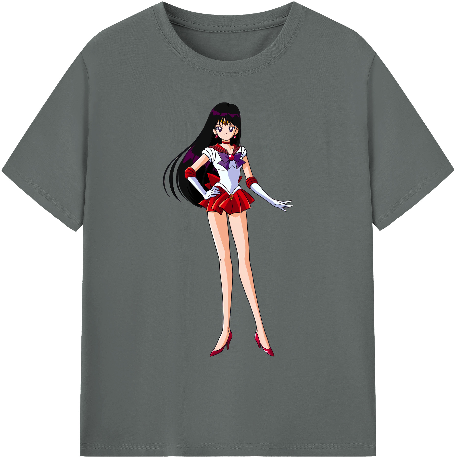 （画像用） 美少女戦士セーラームーン 火野レイ ひの レイ Sailor Moon Hino Rei （セーラーマーズ,Sailor Mars） 綿100％ メンズ半袖Tシャツ｜肌触りやわらか＆通気性